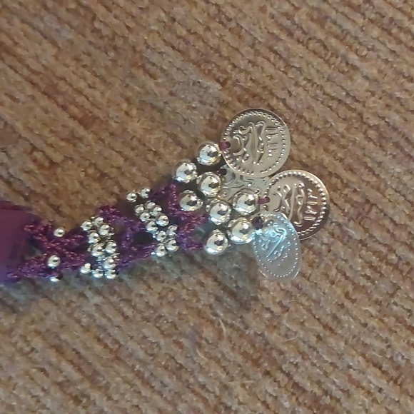 Belly Dance Purple Chiffon Hip Scarf Coin Belt - Picture 9 of 14